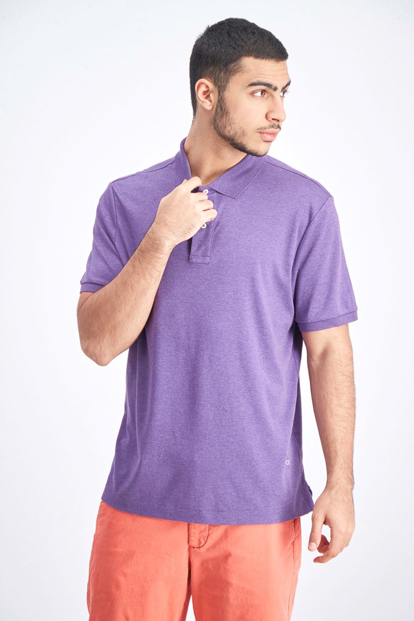 Calvin Klein Men's Plain Shortsleeve Polo Shirt, Purple Size:L - Hika Baba