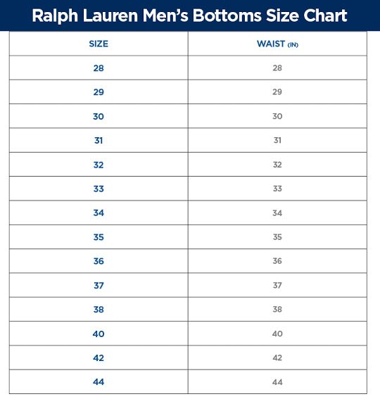 Ralph Swim Trunks Size Chart