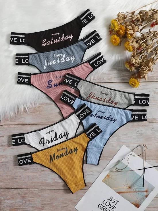 SHEIN 7pack Letter Graphic Panty Set