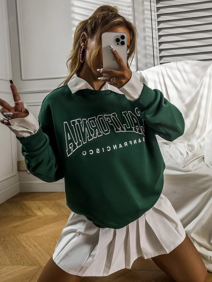 Letter Graphic Drop Shoulder Sweatshirt