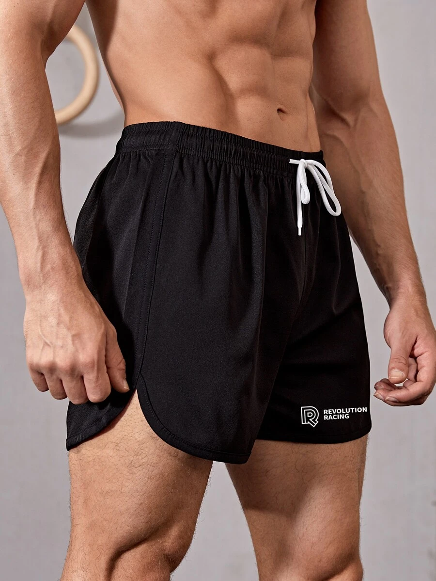 SHEIN Sport PWRUP Men Reflective Letter Graphic Sports Shorts With